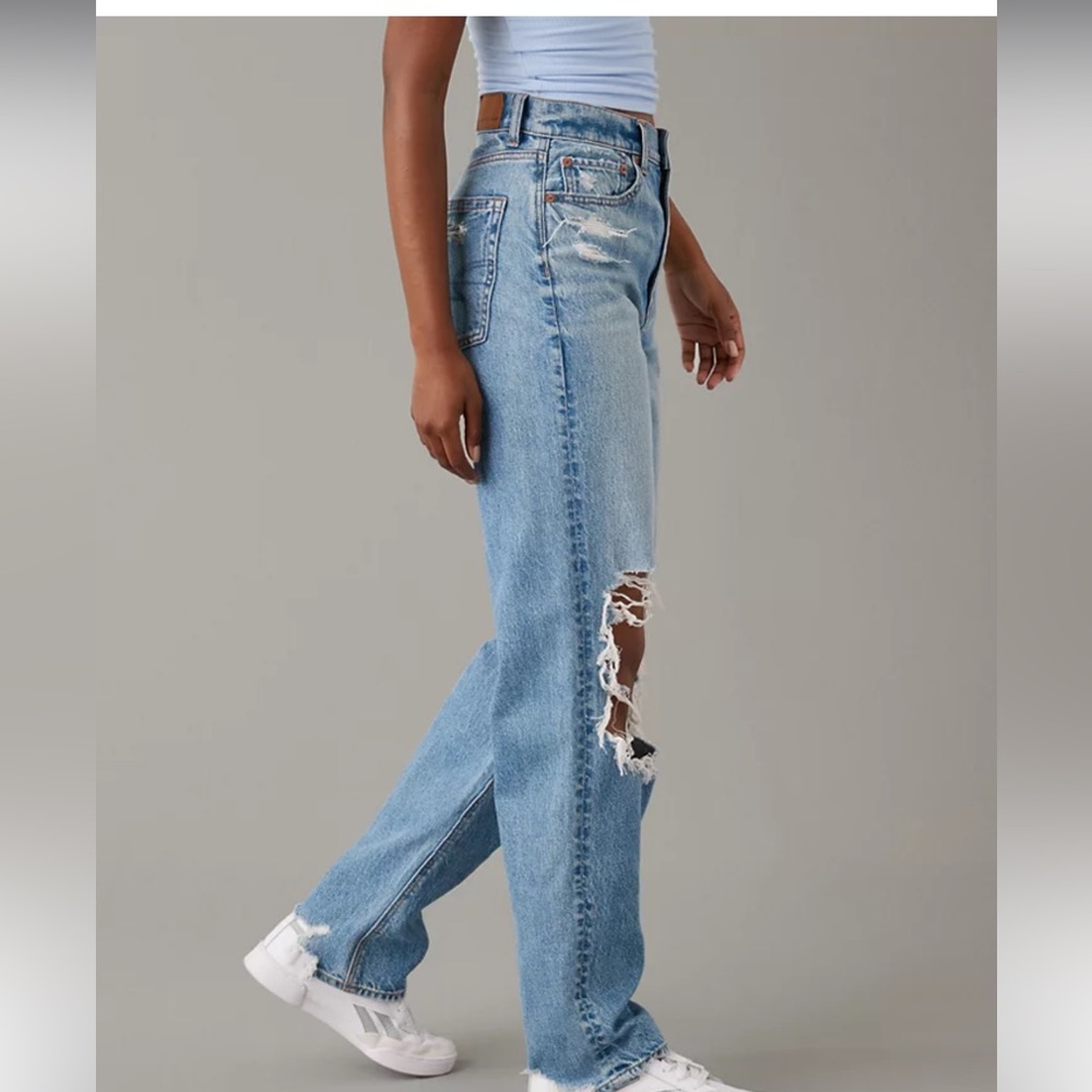 NWT! American Eagle AE Strigid Ripped Highest Waist Baggy Straight Jean - Picture 5 of 13